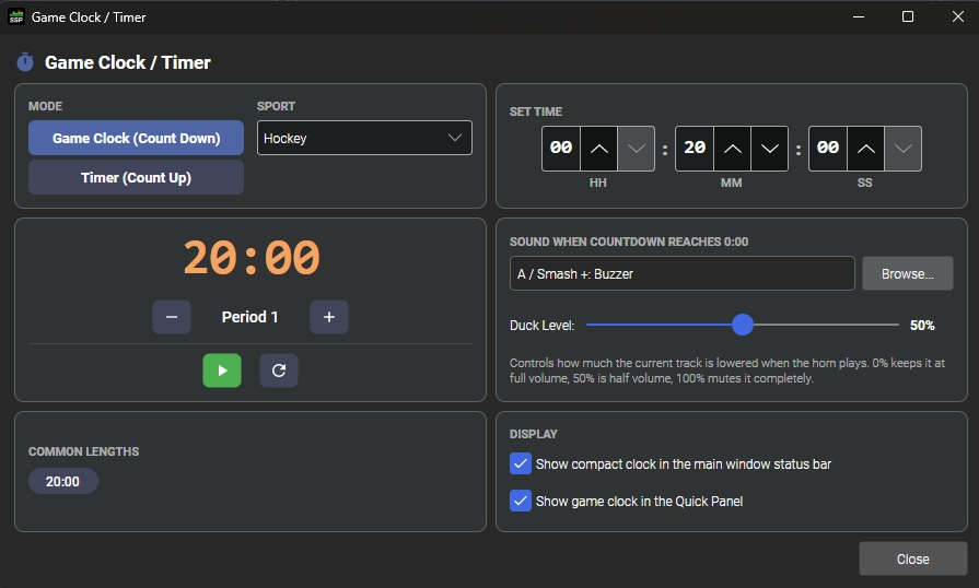 Sports Sounds Pro game clock and timer